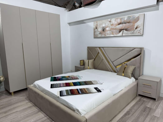 Set dormitor cu pat tapitat, dressing 4 uși și 2 noptiere &ndash; model ZEN